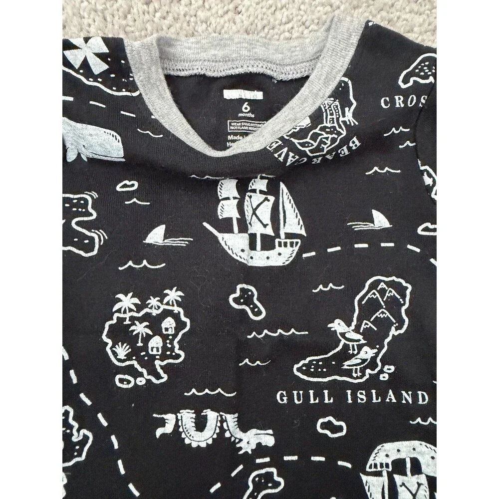 Pirate Jammie’s Boys Black & White Ship Jam’s Set Gull Island 6 Months